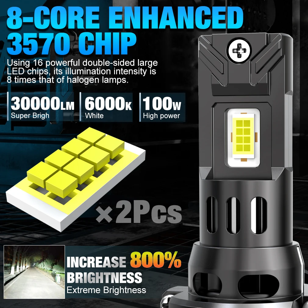 XSTORM H7 LED Canbus Car Headlight Bulb Wireless 120W CSP for Car Headlamp Auto Diode Lamps H7 Turbo Led 12V 6000K