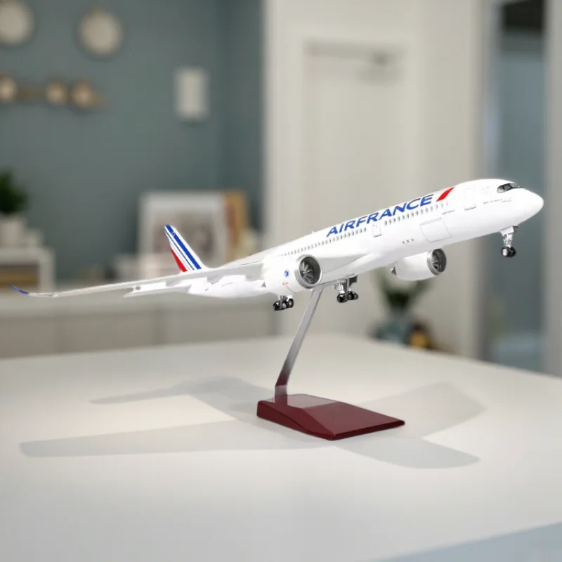 47cm Resin Model Plane A350 France Airways Diecast Aircraft 1:142 Scale Airplanes With Sound Control & Base Souvenir Decoration