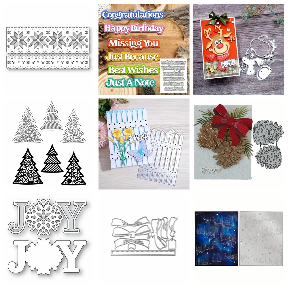 Weihnachten JOY Metall Stanzformen Eichel Baum Stanzungen für Scrapbooking DIY Album Karte Herstellung Dekor Papier Handwerk Party Hochzeit Deco