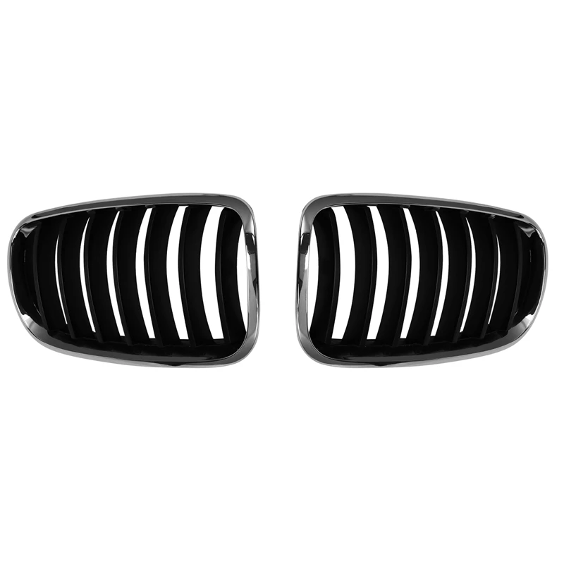 Grill Black+Chrome Frame Front Bumper Kidney Grille For -BMW X5 E70 X6 E71 2007-2013 51137157687 51137157688