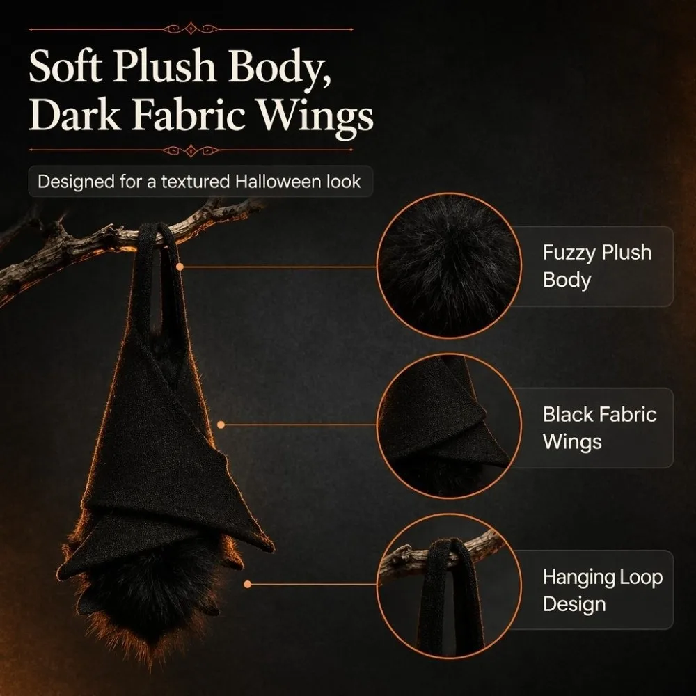 Upside Down Felt Bat Hanging Ornament Gothic 3D Wing Bat Branch Hanging Decor Realistic Decorative Bat Craft Decor Window Scene