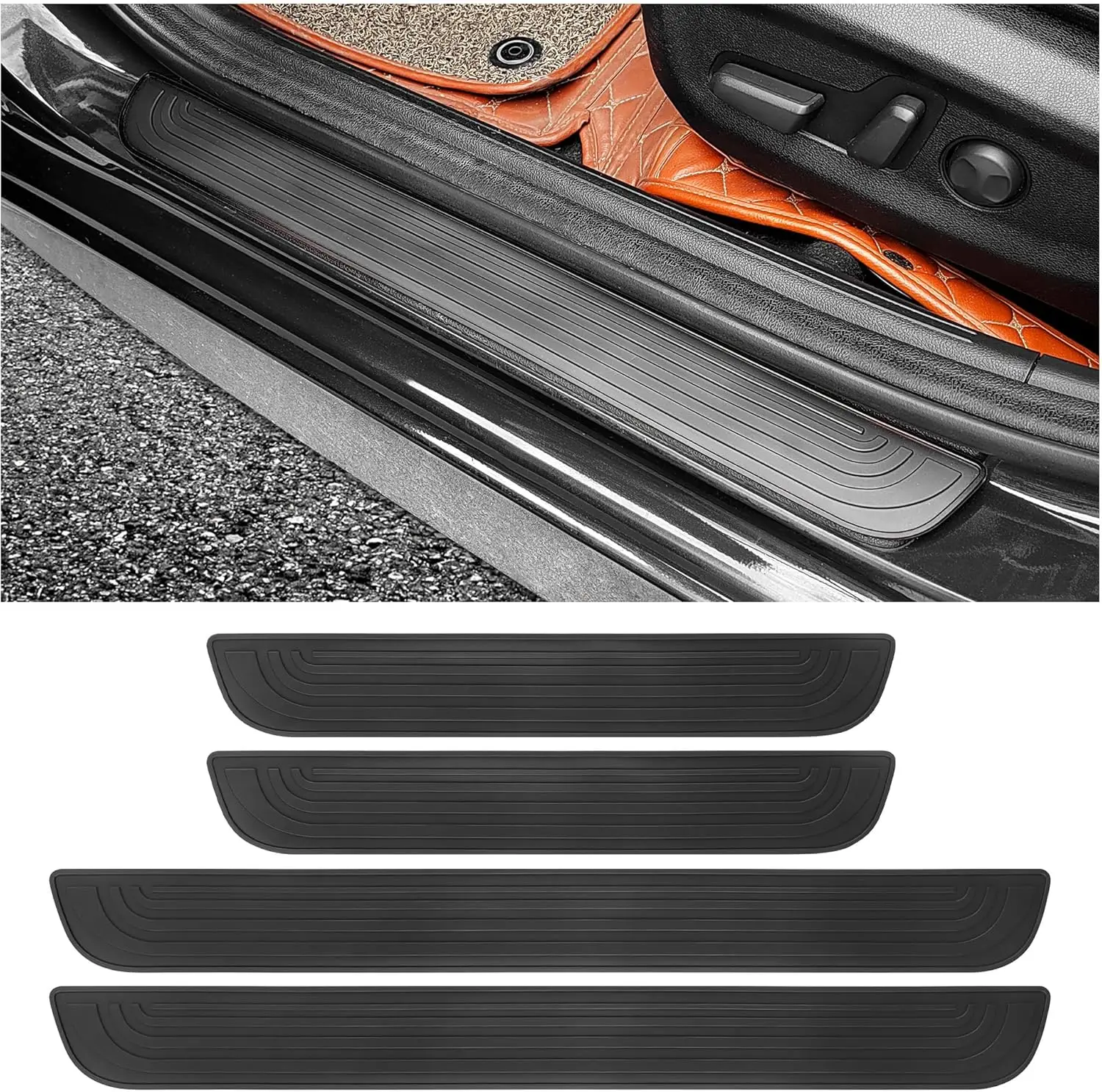 

Made of scratch-resistant rubber, waterproof door sill strips suitable for cars, trucks, SUVs, and other vehicle types.