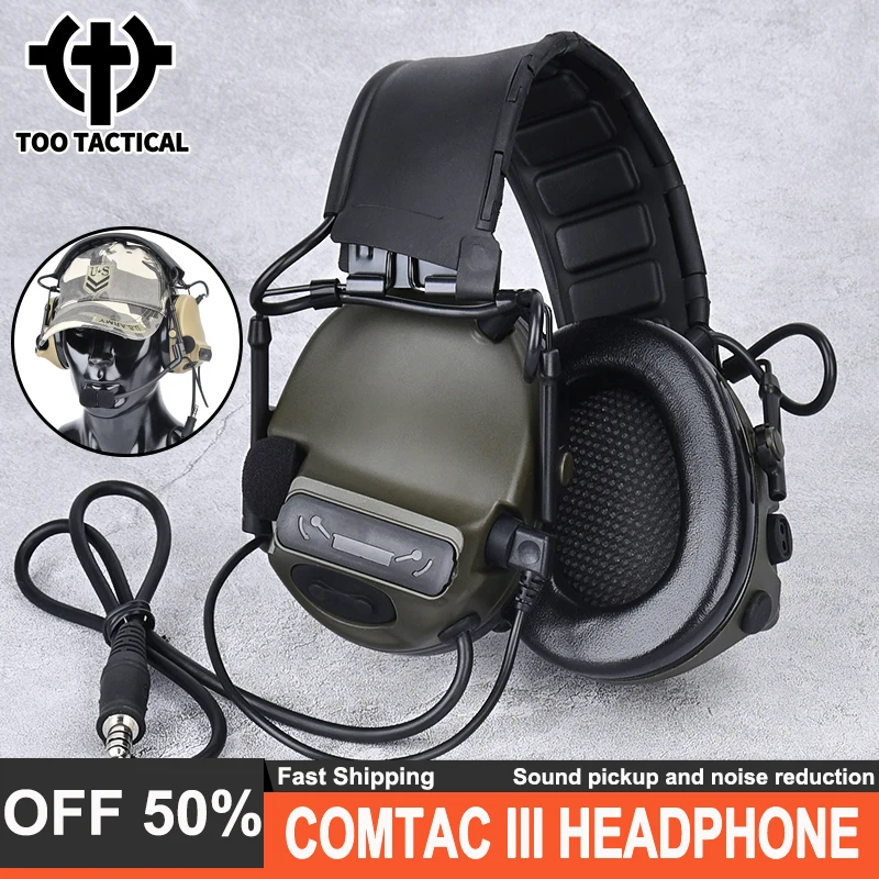 

WADSN Tactical COMTAC III Headphone Active Pickup Noise Canceling Hearing Protection Hunting Communication Earphone 7.0 mm Plug