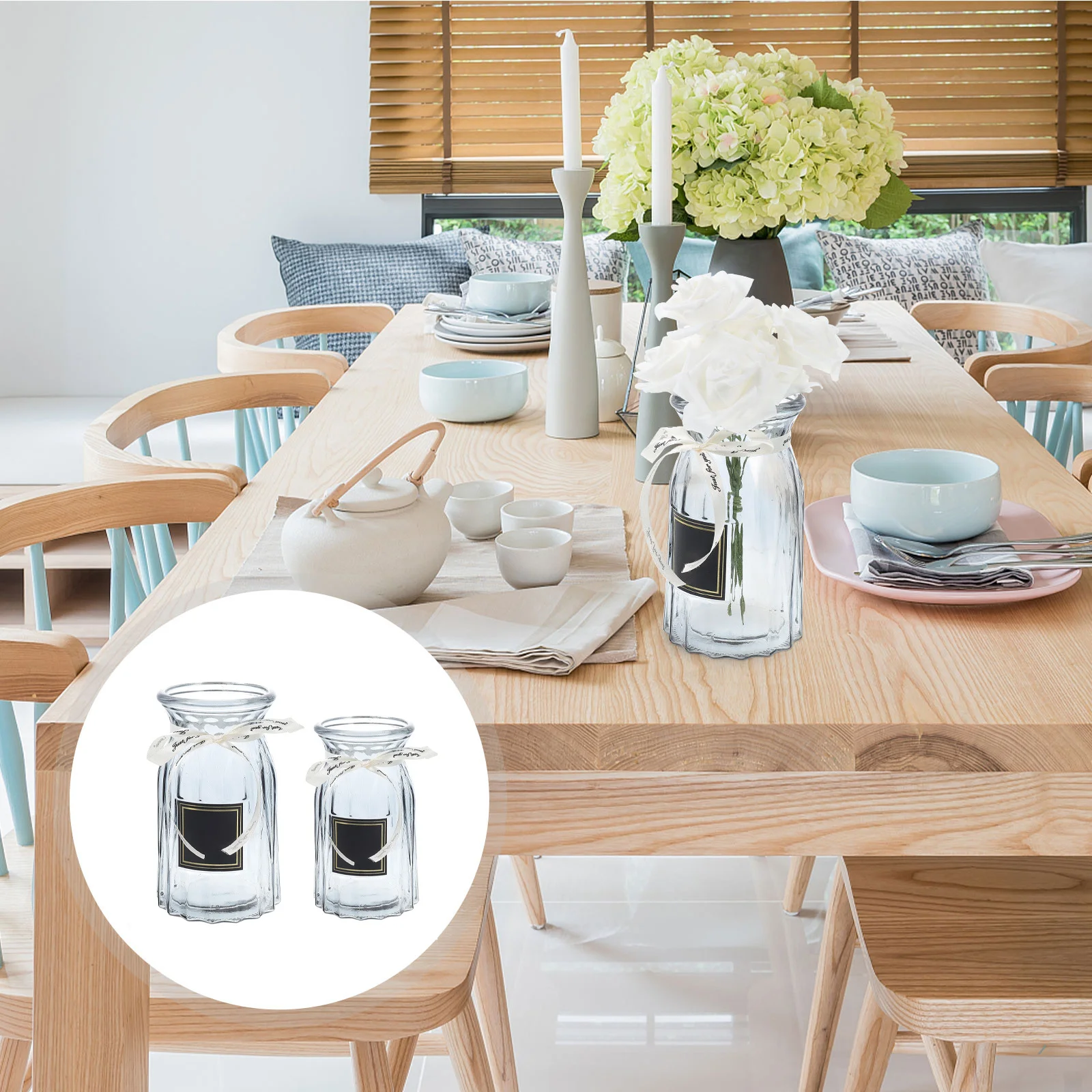 

2 Pcs Flower Arrangement Modern Vases for Home Decor Plant Container Glass Clear Garden