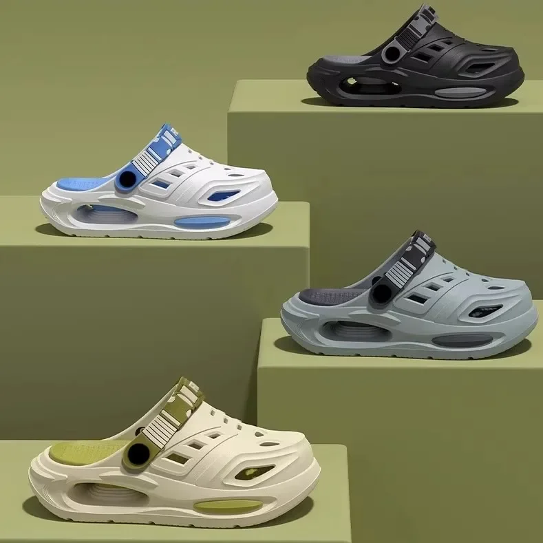 Herren Sommer Zwei-Wege-Clog-Slipper, Dicksohlige Rutschfeste Geruchsresistente Schuhe für Strand, Dusche & Alltäglichen Heimgebrauch – Detail 1
