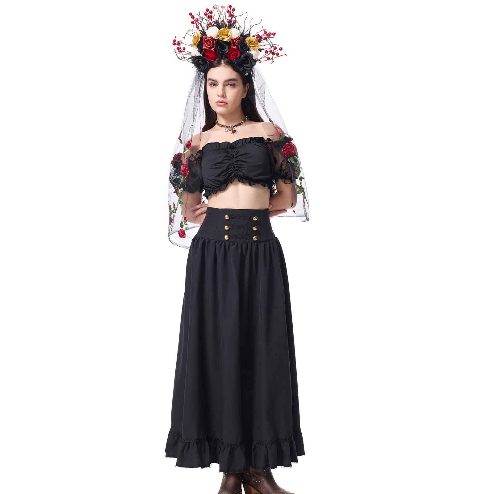 

Women'S Medieval Theme Costume Masquerade Noble Lady Costume Ladies Elastic Waist Skirt Role Playing Props Set