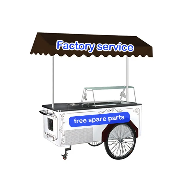 

Gelato Ice Cream Cart European Style Display Freezer Showcase Cold Drinks Push Cart with Refrigeration System Factory Direct