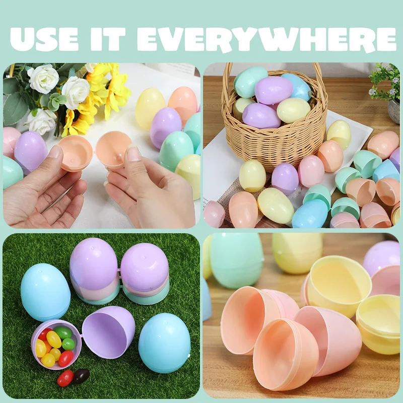 12/24 عبوة من بيض عيد الفصح البلاستيكي القابل للتعبئة - بيض فارغ بلون معكرون لهدايا الحلوى، ودعائم ألعاب صيد البيض وديكور حفلات المنزل بنفسك #2