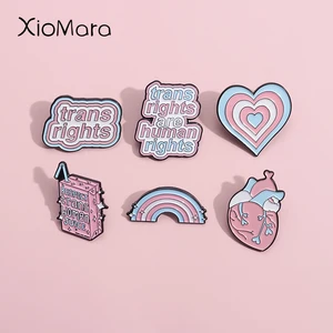 트랜스 권리는 인간의 오른쪽 에나멜 핀입니다. 커스텀 트랜스 여성 브로치 라펠 배지 레즈비언 게이 보석 선물을위한 친구. 8 최고의 판매 게이 프라이드 액세서리 - №3
