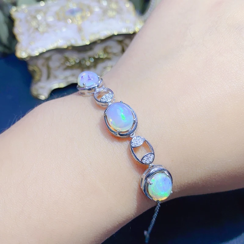 Natural Opal Bracelet for women silver 925 jewelry luxury gem stones 18k gold plated free shiping items