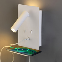 LED Wall Lamp With Switch Indoor Bedside Lamp Bedroom Wall Sconce Surface Mounted Reading Light Flexible USB Port Phone Shelf
