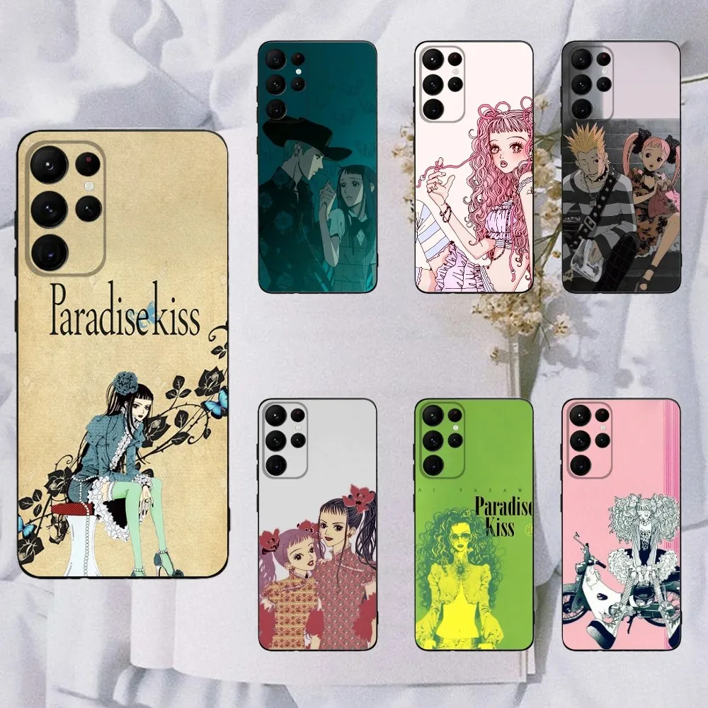 Funda de teléfono P-Paradise Kiss Manga para Samsung Galaxy A20,A21s,A22,A31,A32,A52,A53,A72,73,A80,A91 funda negra suave