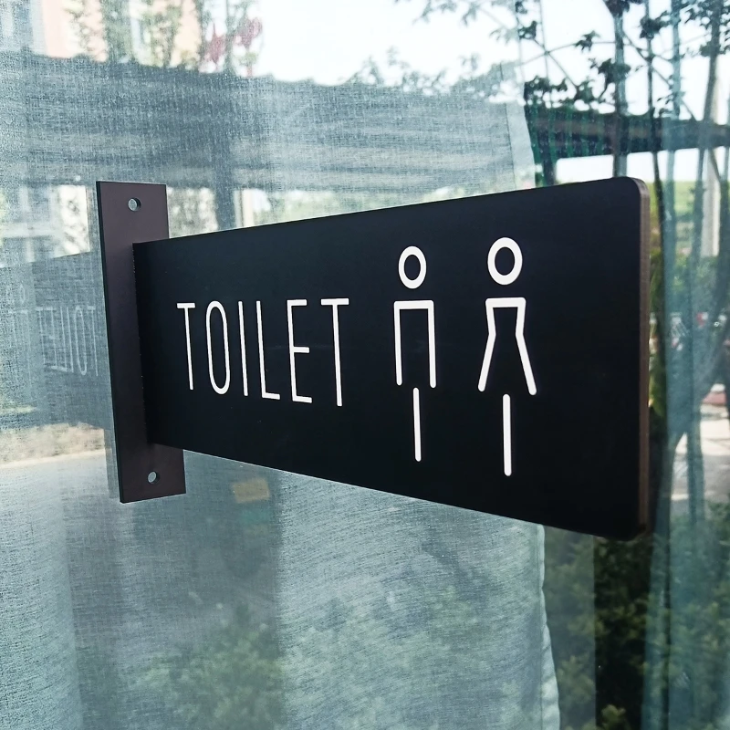 Double Sided Toilet Sign Bathroom Side Wall Signs Reminder Signs Men's and Women's Washroom Side Mounted Door Signs