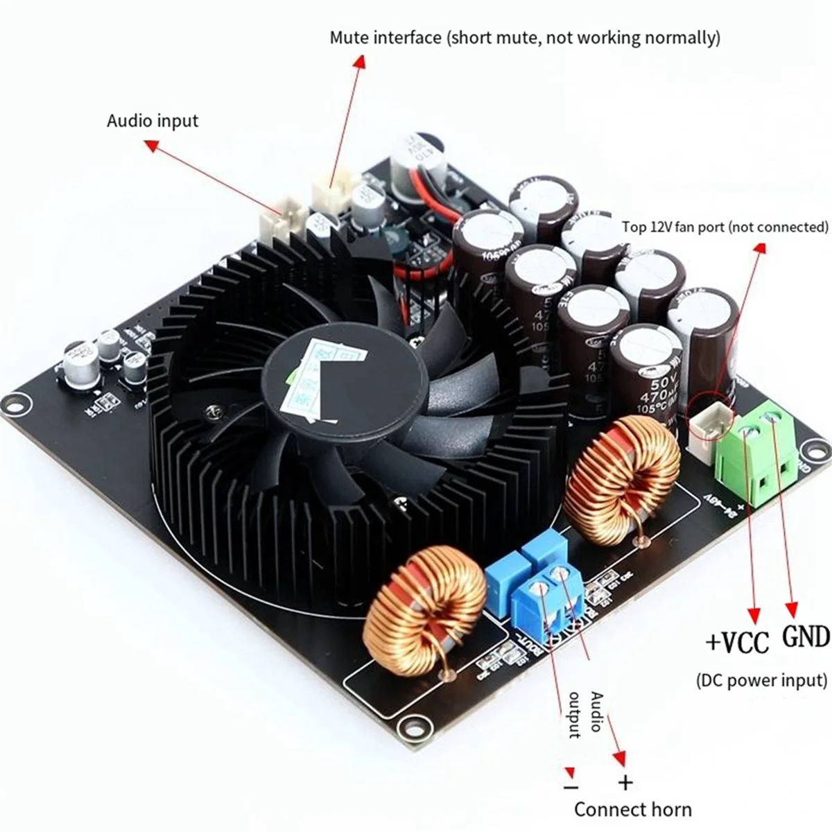 บอร์ดเครื่องเสียงเครื่องขยายเสียง TPA3255D 600W คลาส D เครื่องขยายเสียงโมโนลำโพงเครื่องขยายเสียงบ้านพร้อมหม้อน้ำ