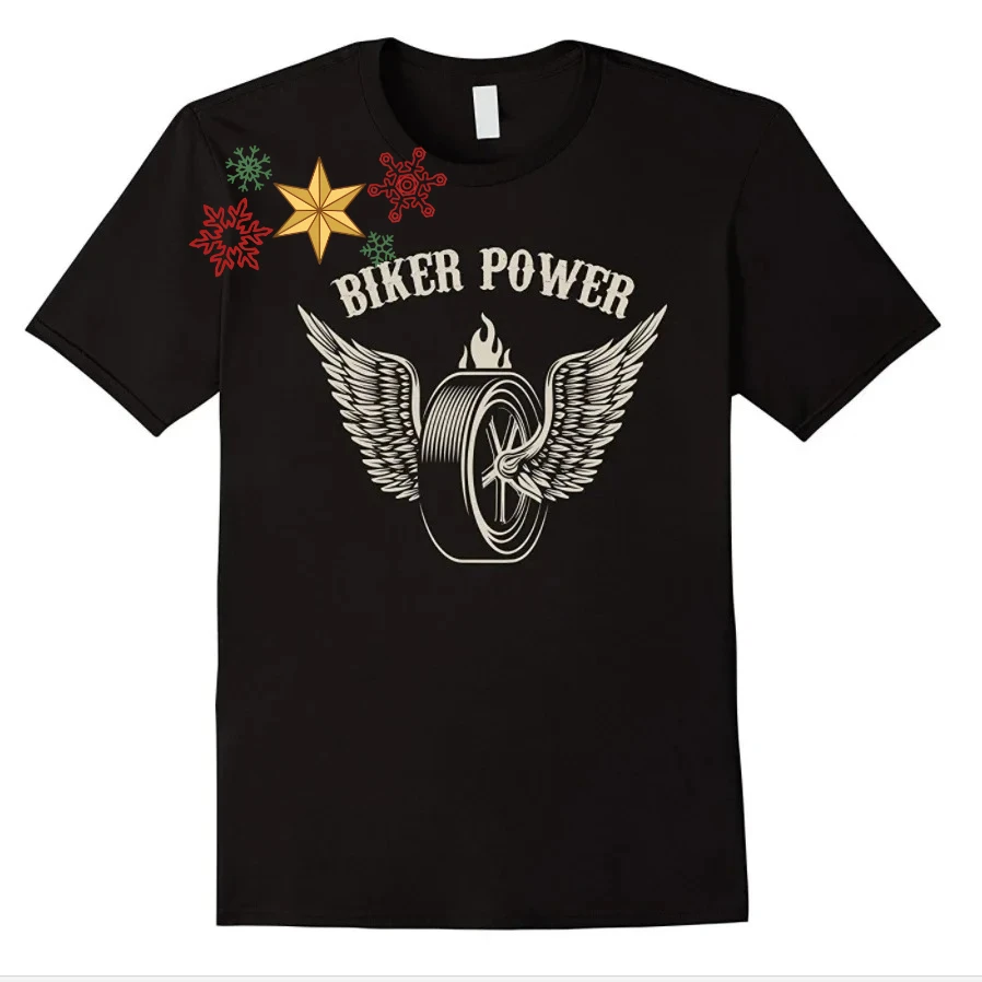 

Biker Power Wheel with Wings Motorcycle Car Tires T Shirt. Short Sleeve 100% Cotton Casual T-shirts Loose Top Size S-3XL