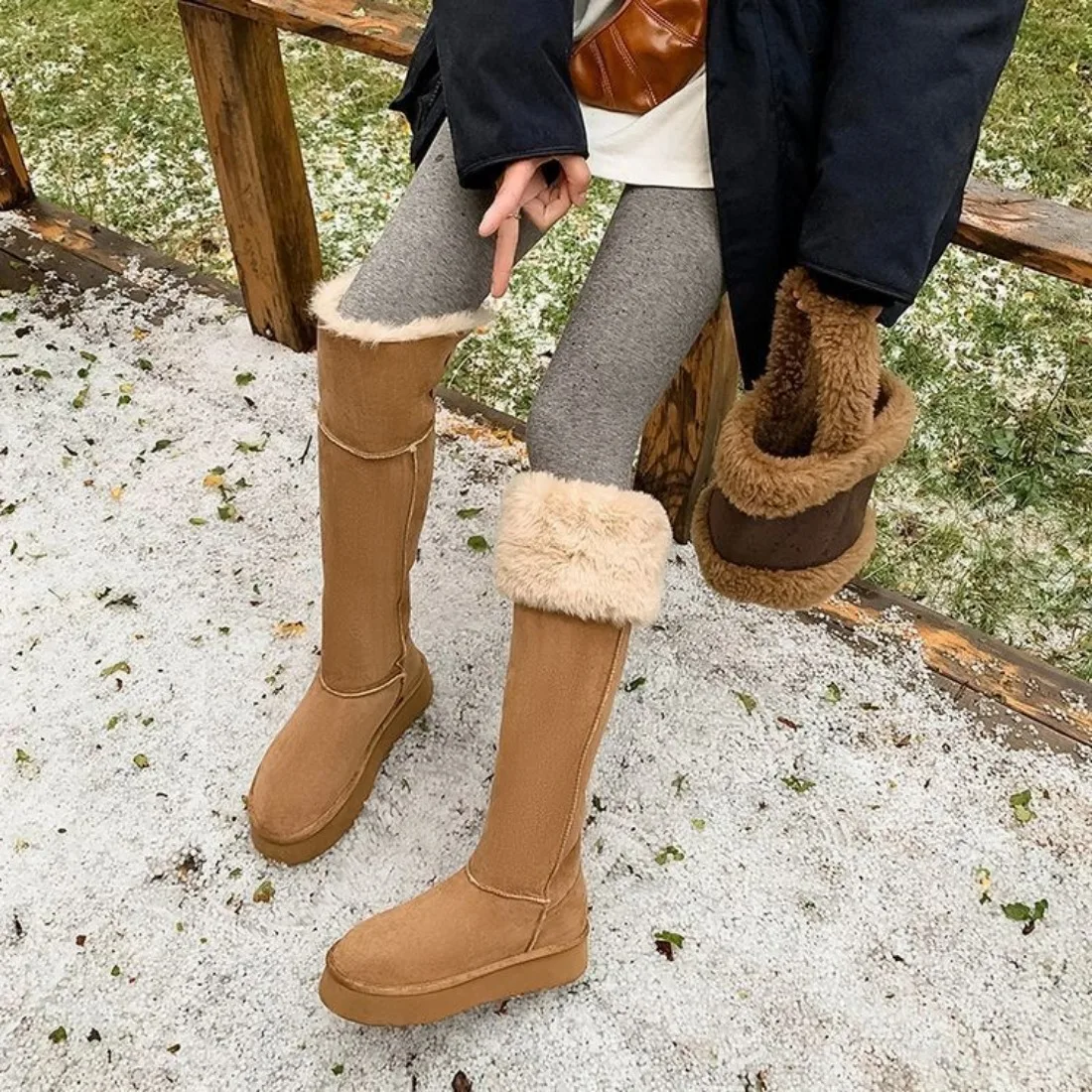 

Mid Calf Boots Women Sexy High Heels Comfortable Slip-on Women Boots Fasion Pointed Toe Women Shoes Winter Warm Fur Black Boots