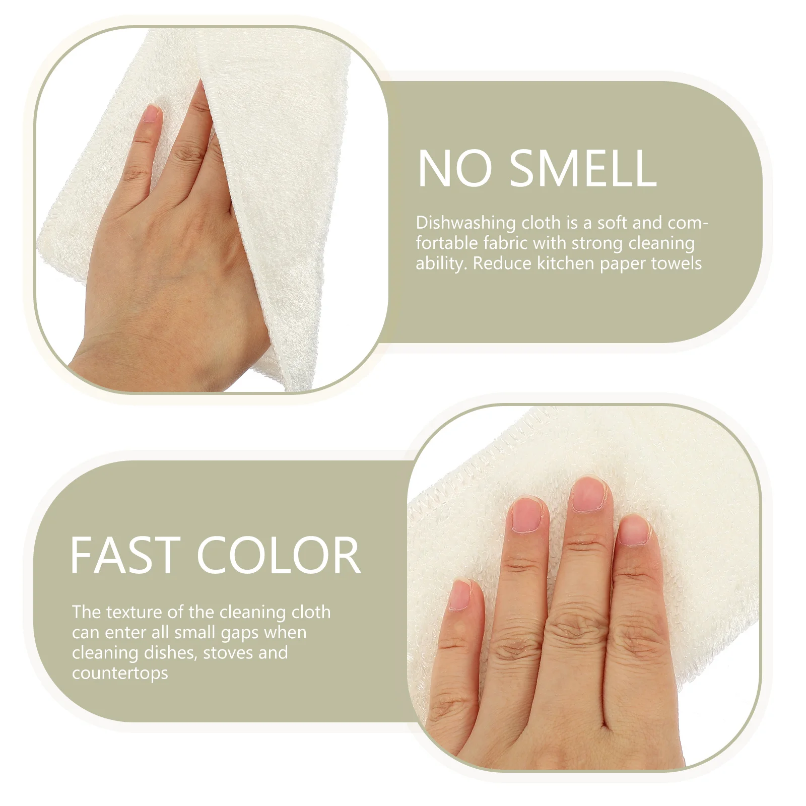 

10Pcs Bamboo Fabric Washcloths Multi Function Kitchen Cleaning Rags Soft Breathable Water Absorbent Dish Towels