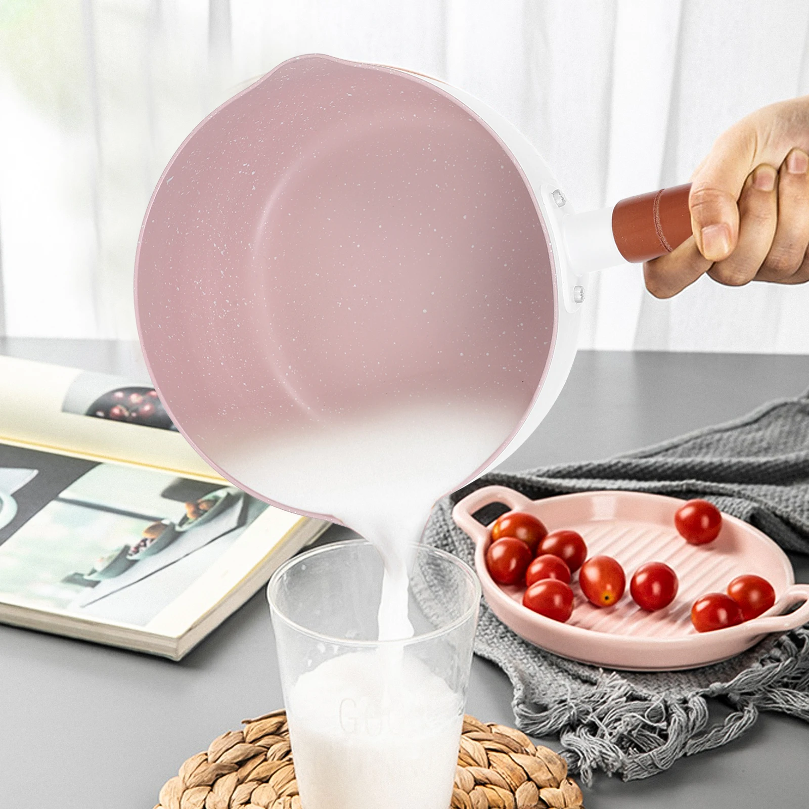 

Maifan Stone Milk Pot Japanese Style White Aluminum Cooking Pots Stove Food Soup Pan Complementary Kitchen Ware