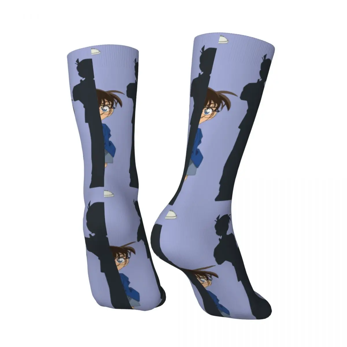 Funny Happy Men's Compression Socks Shadow Vintage Harajuku Detective Conan Street Style Novelty Pattern Crew Crazy Sock