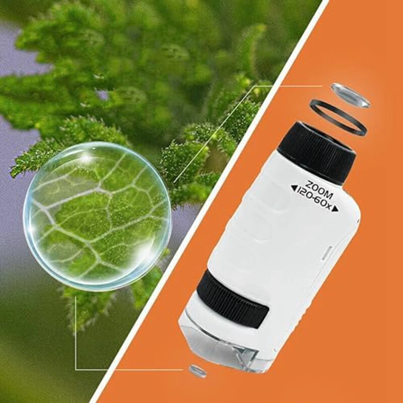 Children's Handheld Microscope, Portable Microscope For Primary And Secondary School Students White Easy Install