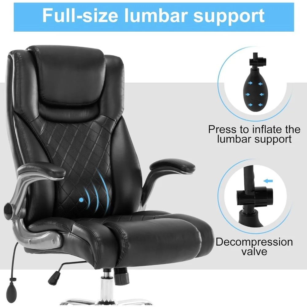 Silla de oficina ejecutiva giratoria de escritorio, silla de computadora de espalda alta, soporte Lumbar ajustable