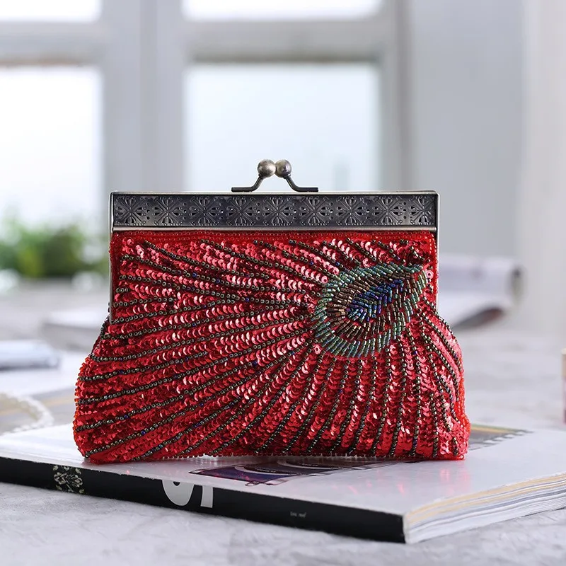 

Bestselling Beaded Shoulder Bag - Handmade Retro Banquet Clutch For Dressy Occasions Crystal-Embellished Party Clutch High-Grade