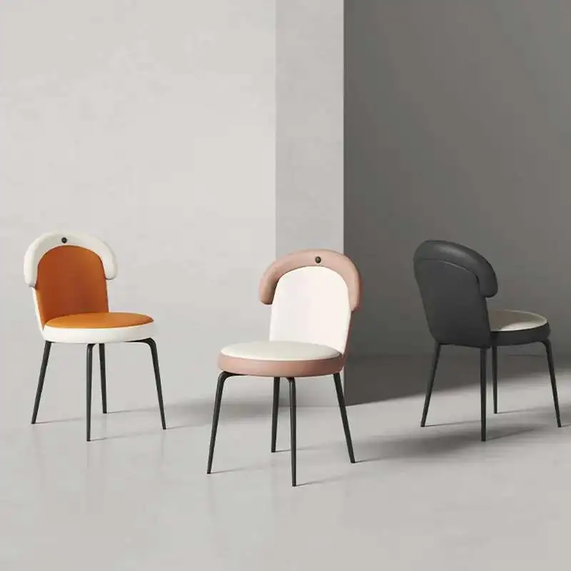 

White Modern Dining Chairs Comfy Metal Legs Waterproof Comfortable Living Room Chairs Designer Cushion Chaises Furnitures