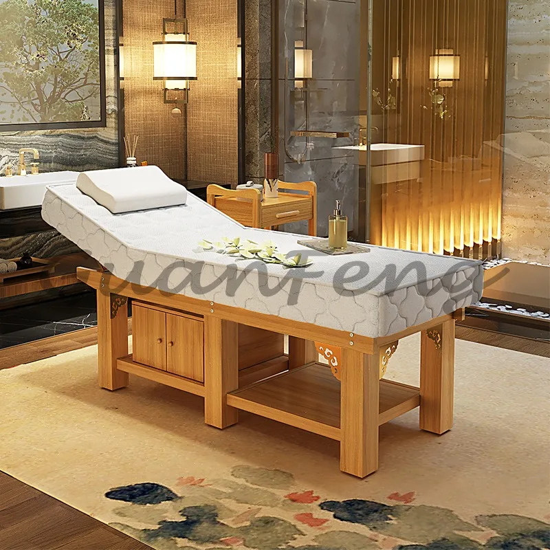 Latex beauty bed beauty salon special solid wood bed physiotherapy with folding