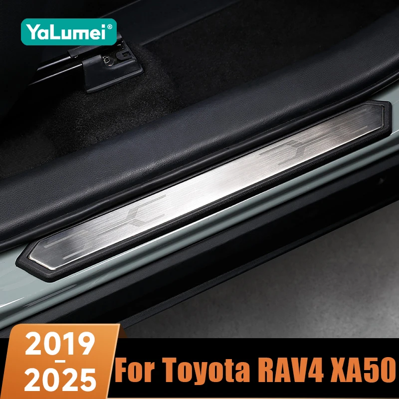 For Toyota RAV4 XA50 2019 2020 2021 2022 2023 2024 2025 Hybrid Car Door Sill Scuff Plate Welcome Pedal Cover Trim Accessories