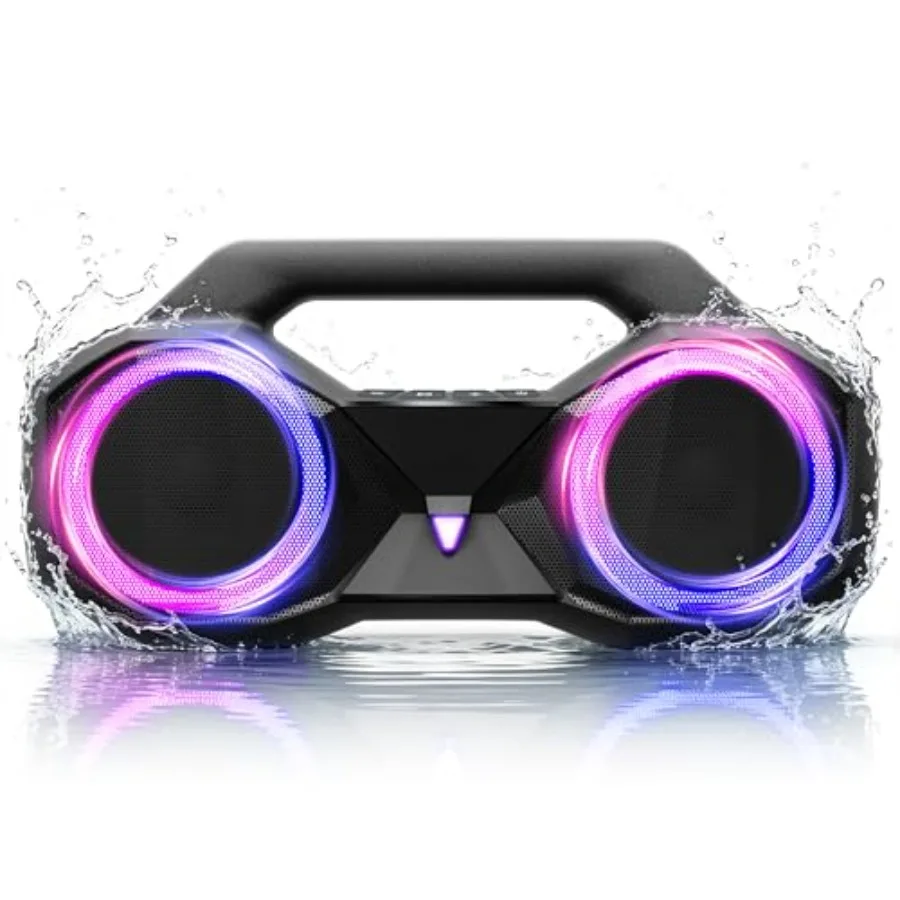 

tooth Speaker Outdoor Loud: 80W Peak with Bass, Portable Wireless Speaker with IPX7 Waterproof, 20H Playtime, RGB Lights, TWS f