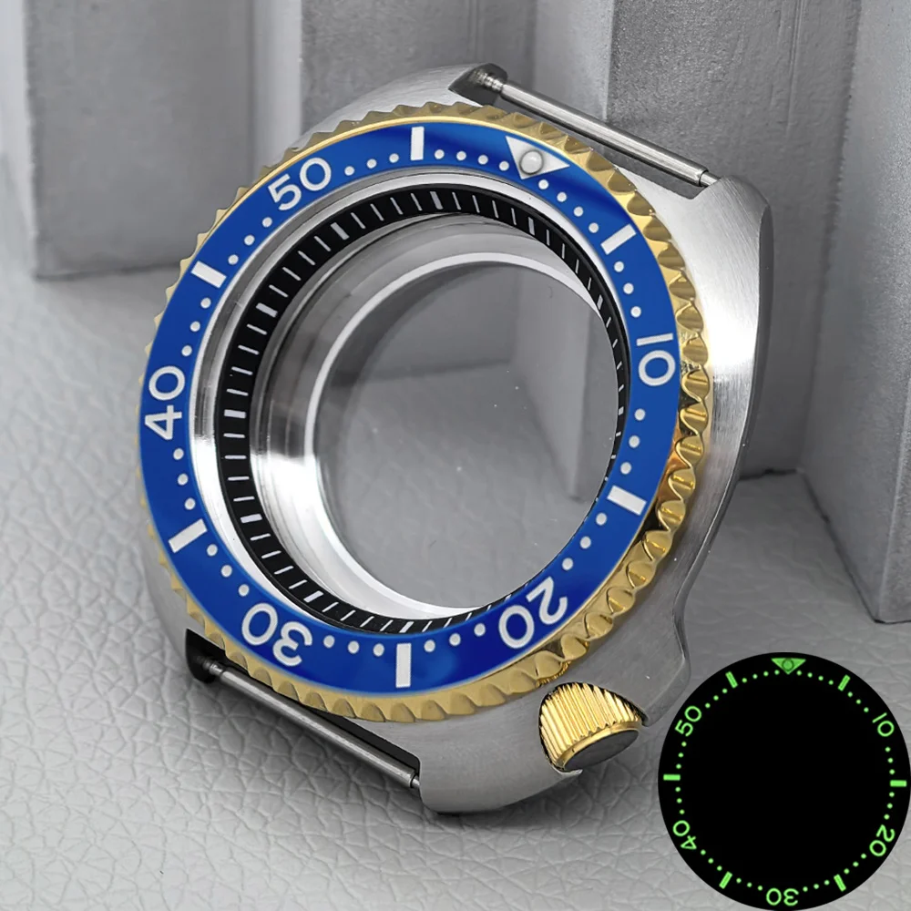 Mod NH34 NH35 Watch Case Mod 6105 6309 Turtle Case Fits 4R NH35 NH36 Automatic Movement Sapphire Crystal Glass Watch Cases