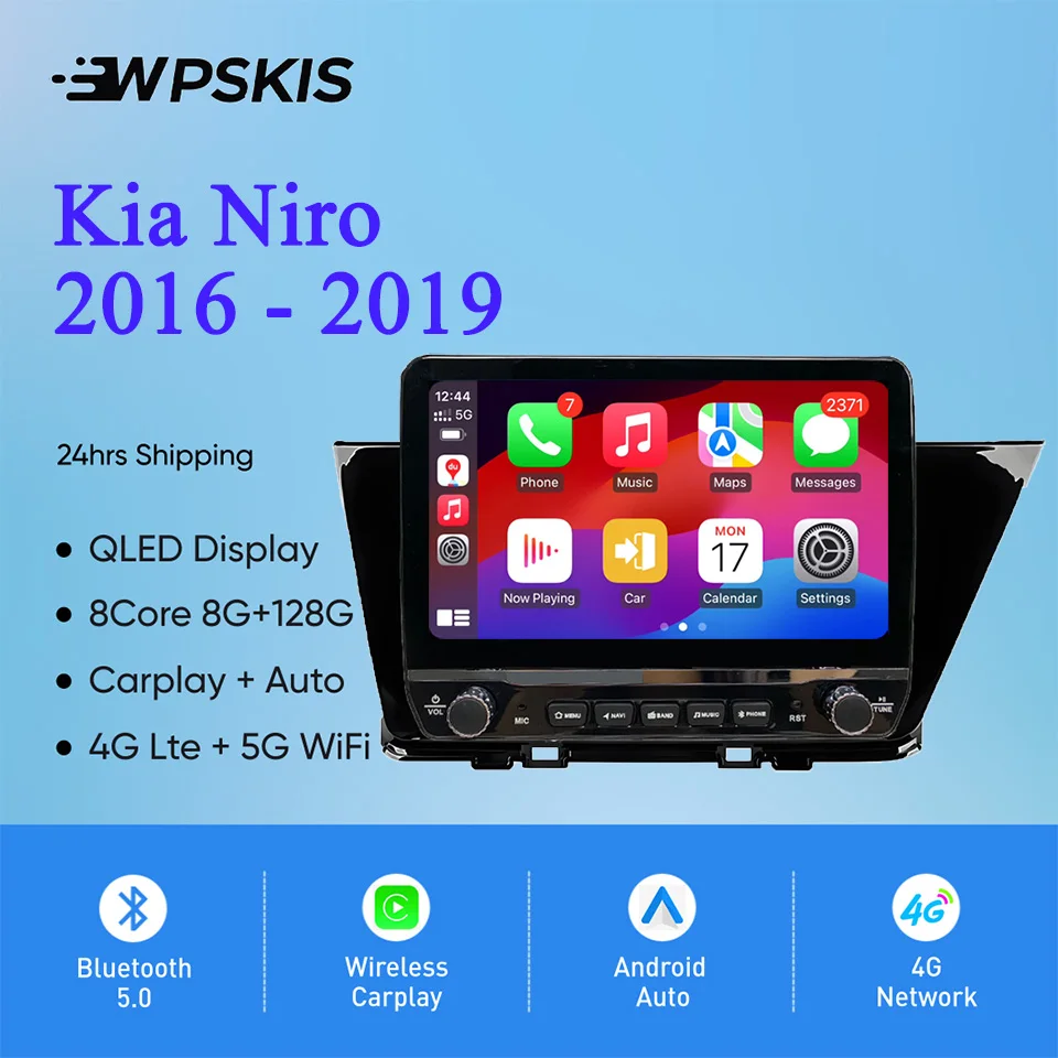 8G + 128G Android 14 Radio de coche estéreo Audio Video A/V reproductor de DVD para Kia Niro 2016 - 2019 Carplay Auto sistema inteligente de coche