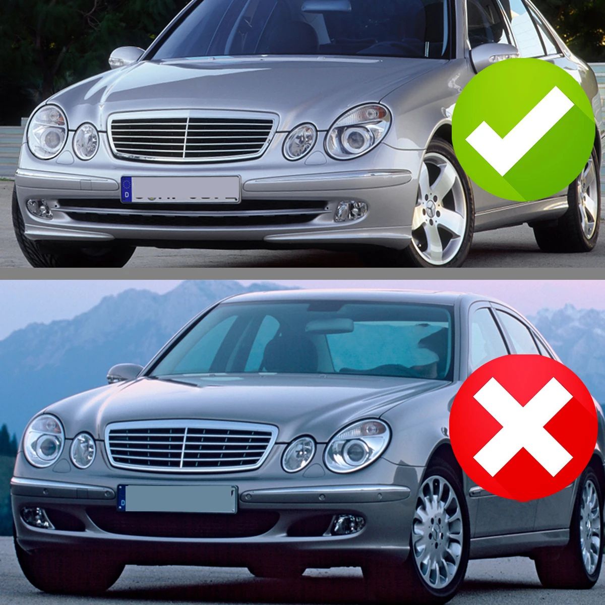 กระจังหน้าสีดำสำหรับรถยนต์เมอร์เซเดส-เบนซ์ W211 E320 E350 E500 ปี 2003-2006