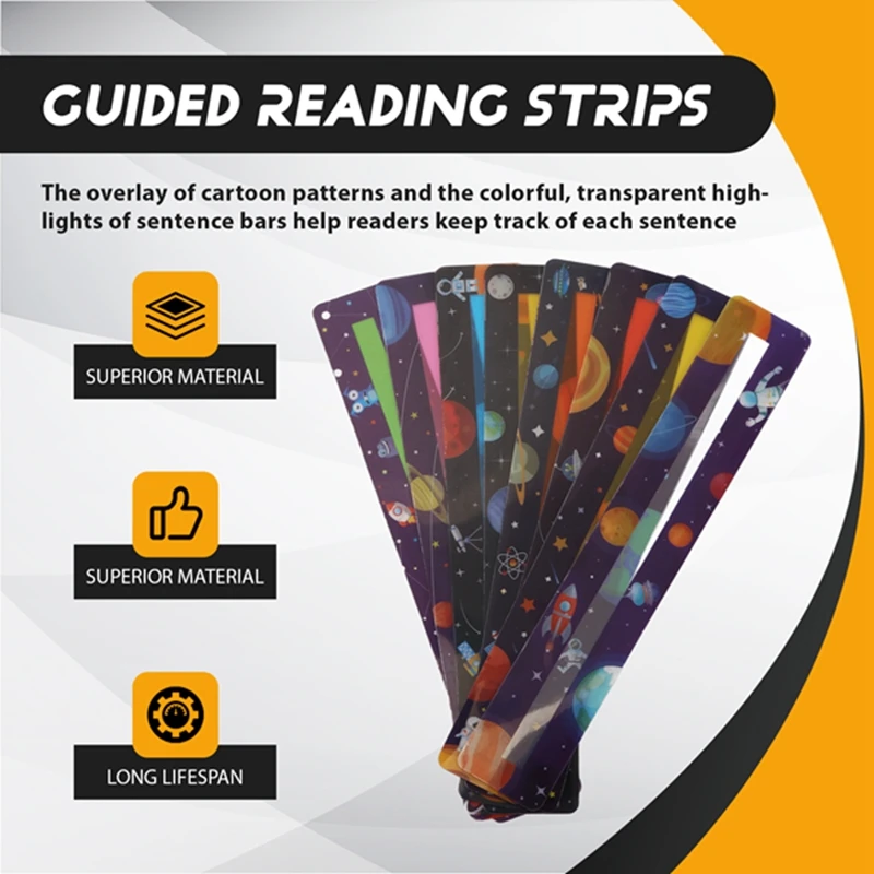 16Pcs Guided Reading Strips Sentence Strips For Kids Overcoming Dyslexia Colored Highlighter Bookmarks (Popular Style)