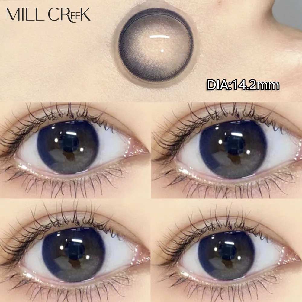 MILL CREEK 1 Pair Contacts Lenses with Myopia Black Pupils Eyes Colored Lens Makeup Blue Lenses Good Quality Natural Annual Use