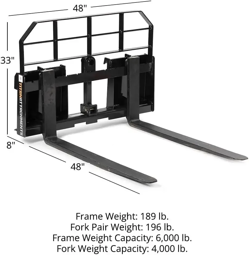 Attachments Pro Series Skid Steer Pallet Fork Attachment with 48