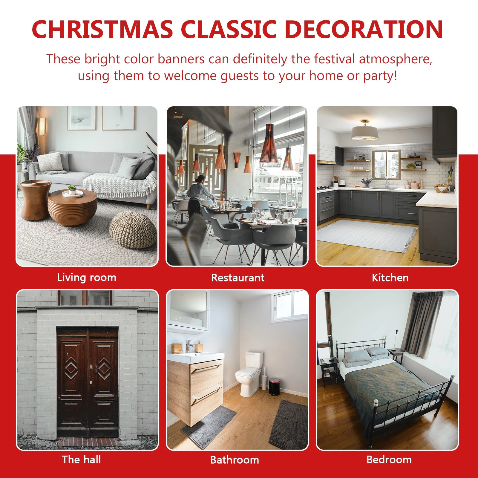 

Christmas Door Banner Sign Couple Curtain Outdoor Decor Decorations Couplet Red Polyester Cloth