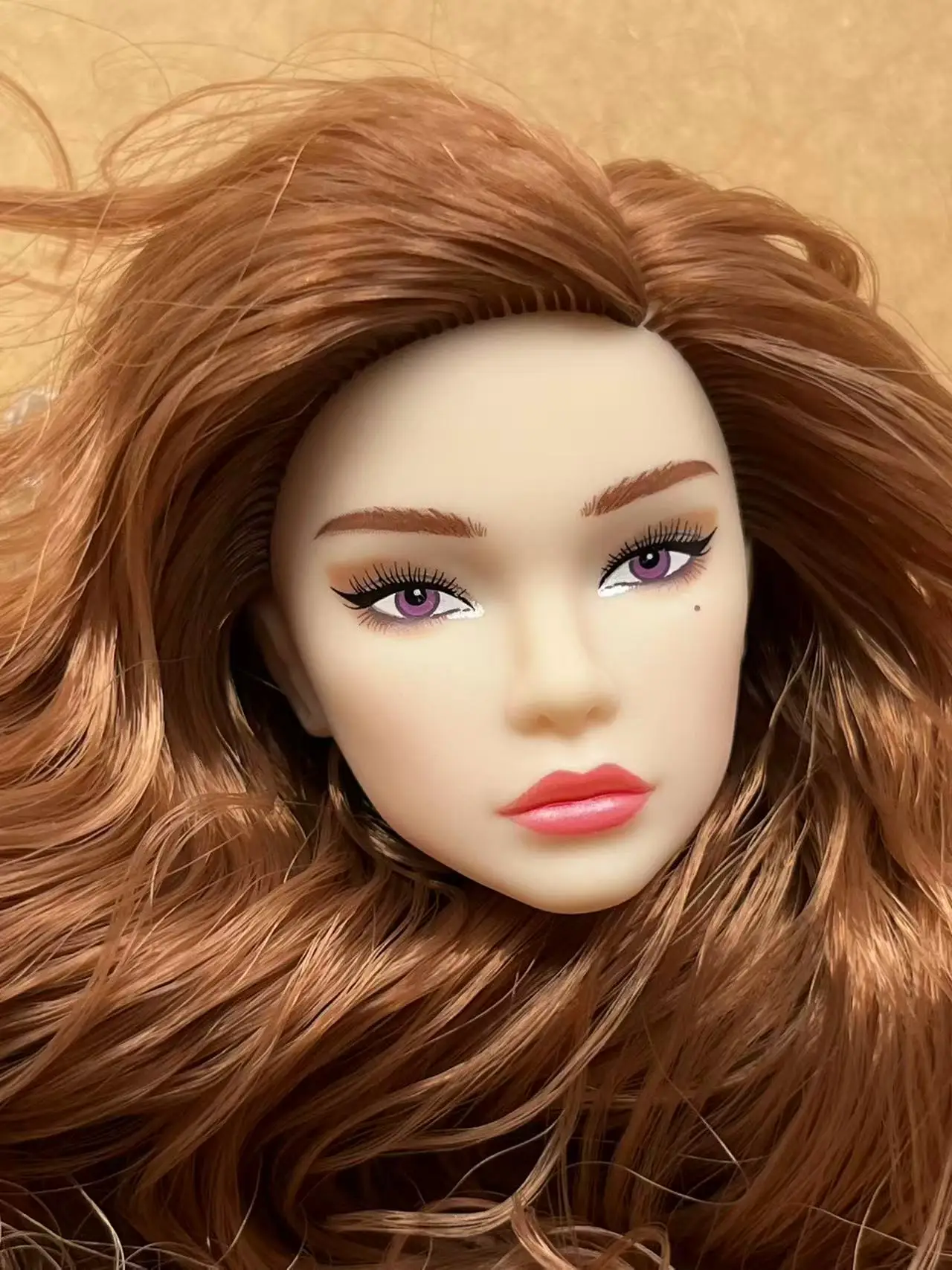 1/6 Coffee Beige Superwhite Skin Doll Heads Candy Color Hair Heads Collective Female Doll Figure Toys
