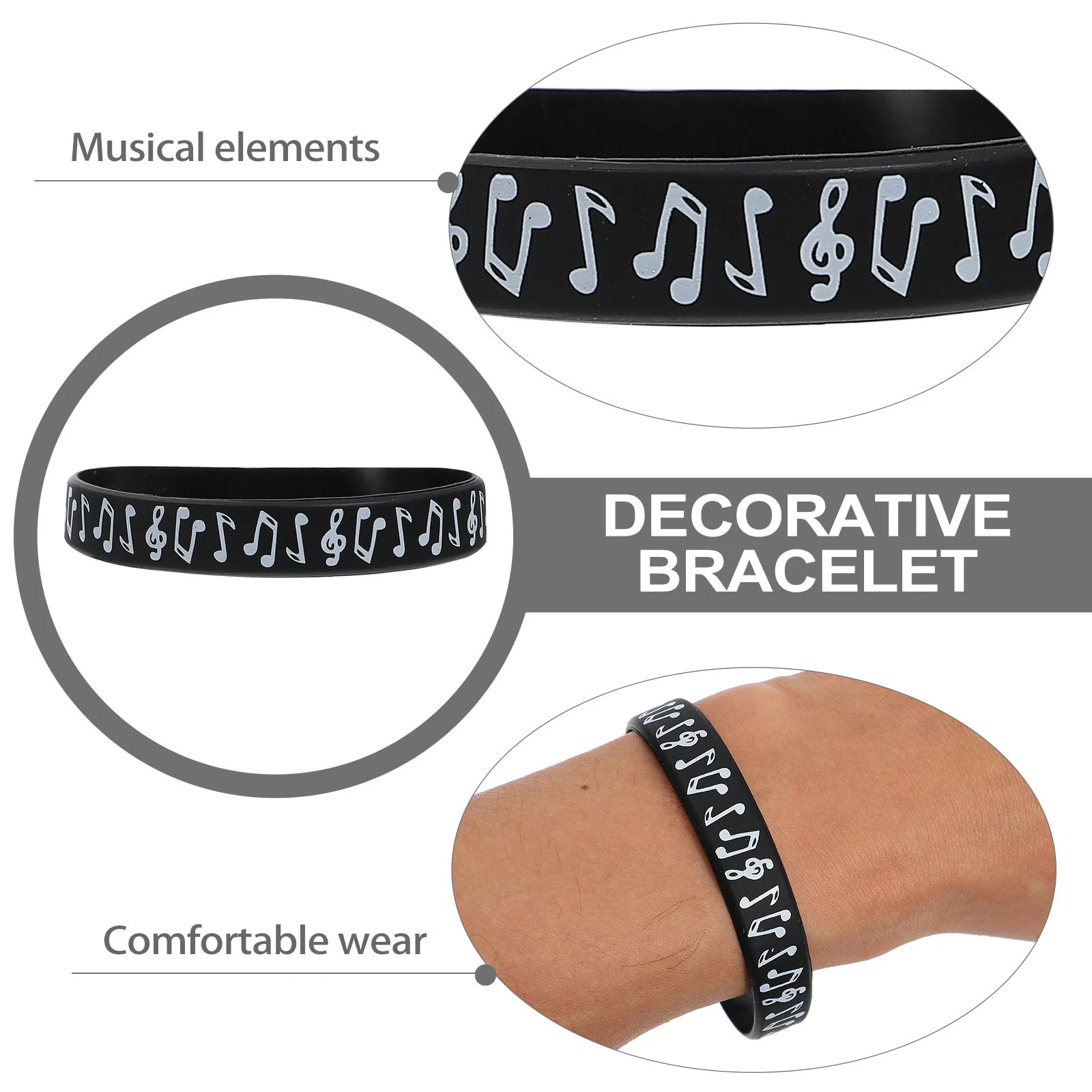 10 Pcs Music Note Silicone Hand Wristband Bangles Syllable Notes Festival Toys Decorative Bracelet Decorate for