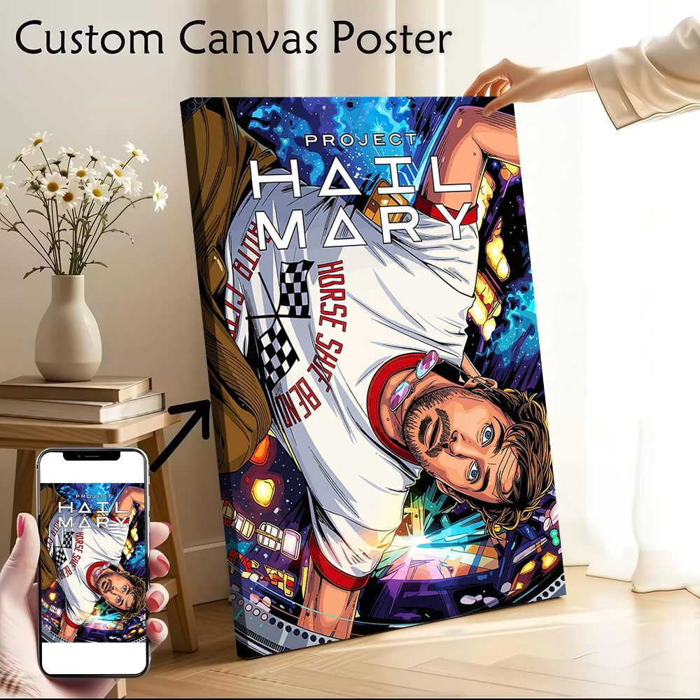 

Project Hail Mary Book Cover Printed Canvas Poster Custom Pictures Wall Art Canvas Painting for Bathroom Decor Living Room Mural
