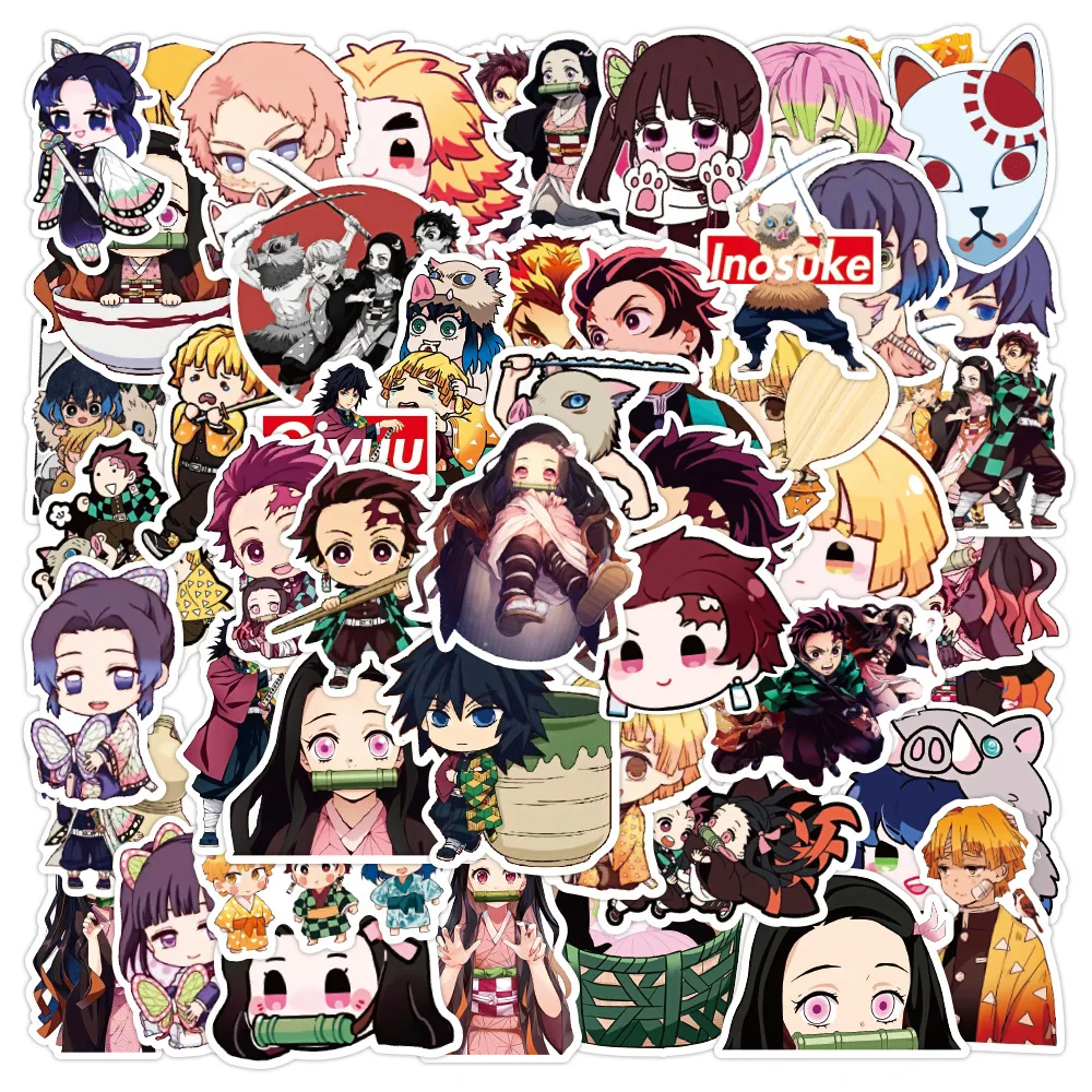 50pcs Various Demon Slayer Anime Stickers Waterproof   Phone Case Kawaii Sticker Pack Cute Laptop Skin Aesthetic Sticker