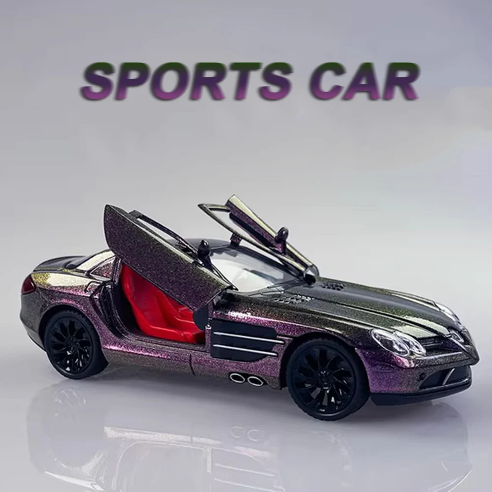 

1:24 SLR W140 Alloy Sports Cars Diecast Model Toys Doors Opened Sound Light Pull Back Vehice Miniature Models Toddler Kids Gifts