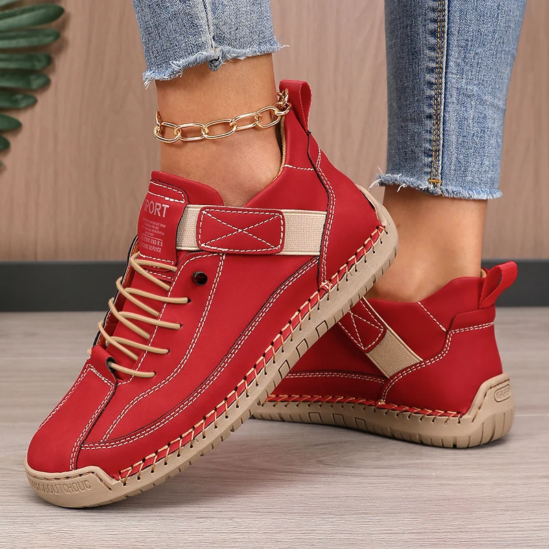 TOPHQWS Unisex Shoes For Woman High Quality Leather Flats Anti Slip Workwear Platform ShoesVintage Casual Couple's Loafers