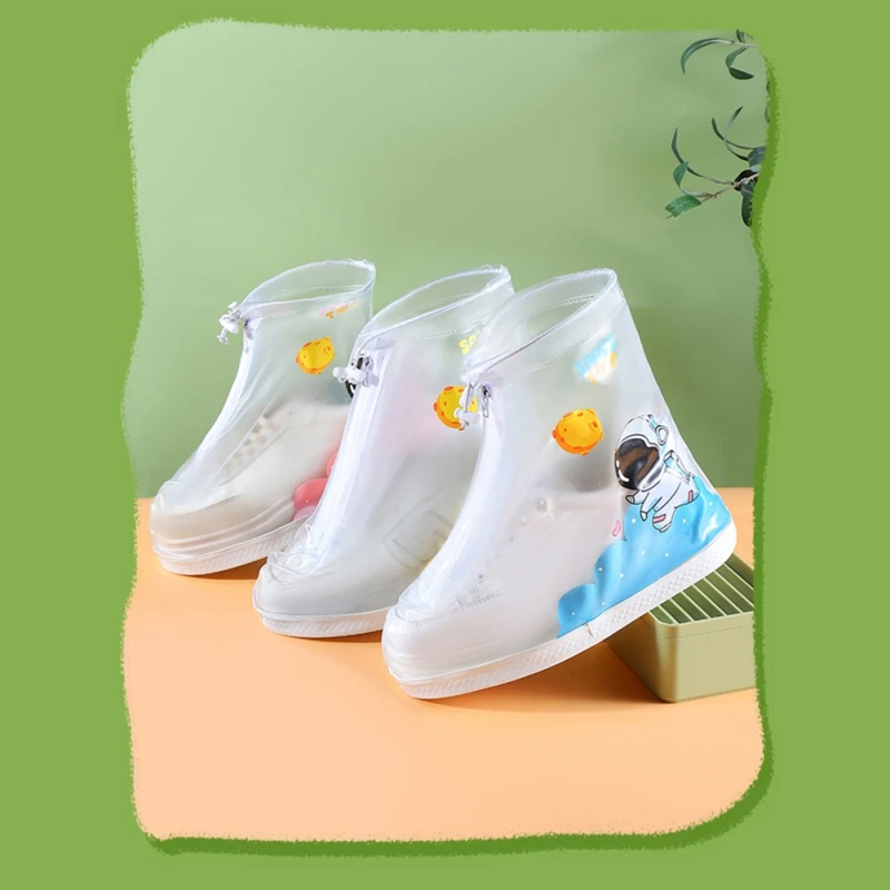 Fashion Children Cartoon Print Waterproof Shoes Toddler Kids Rain Boot Overshoes Galoshes Non-slip Elastic Rain Shoes Cover