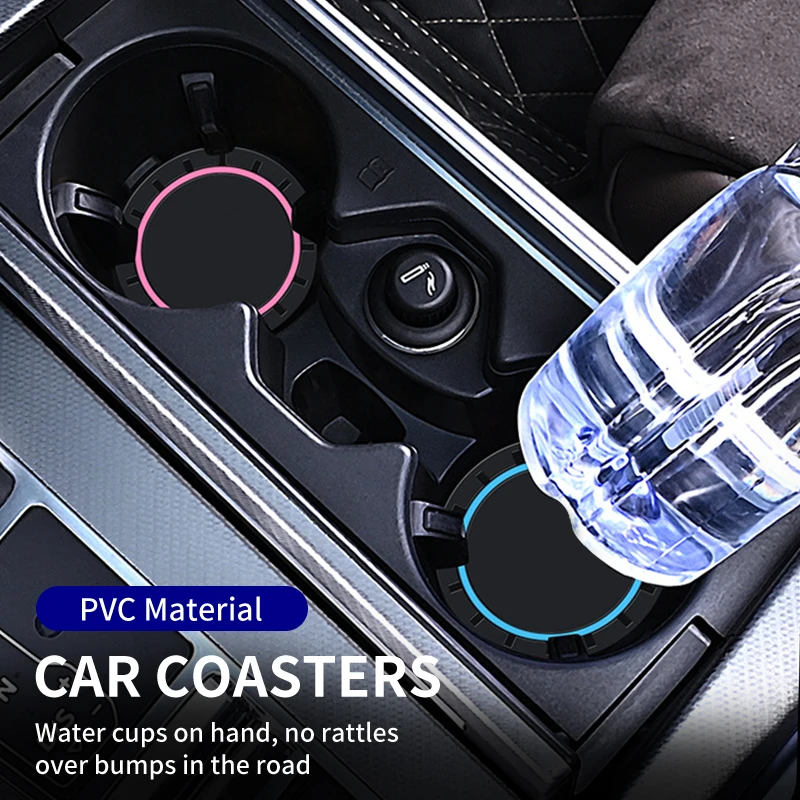 1Pair Car Decoration Coaster Silicone Mat Anti-slip Shock-Absorbing Car Interior Accessories Pair Car Silicone Coasters