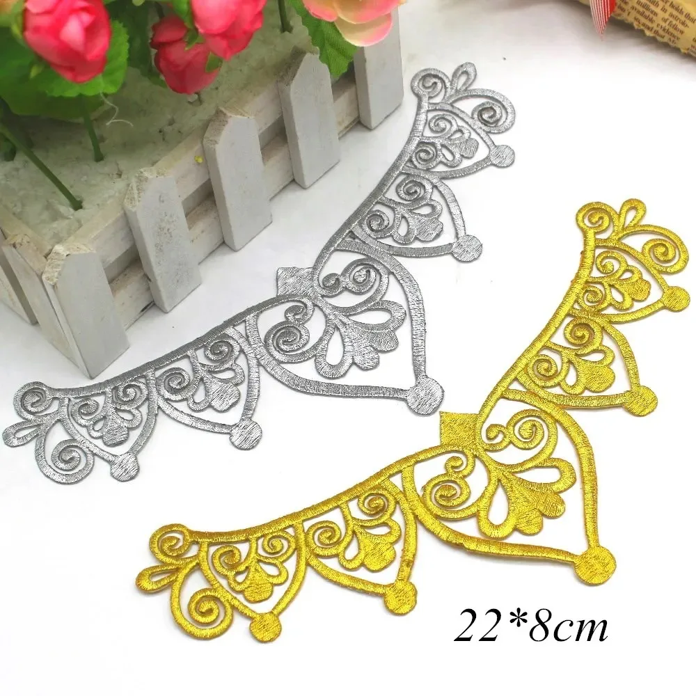 1 Piece Iron On Patches For Cosplay Diy Clothes Gold Embroidery Appliques Trims Garments Budges Accessories