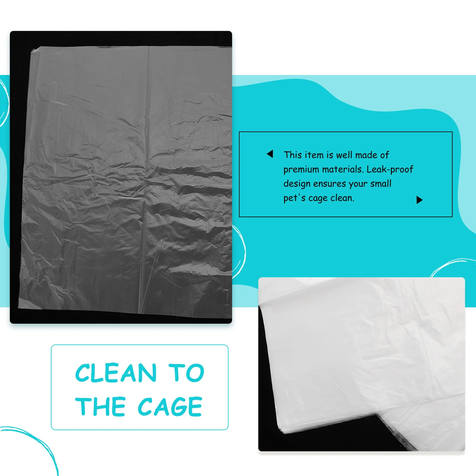 

Cage Bottom Film Liner for Small Pets Rabbit Hamster Urine Pads Size L Durable Plastic Easy to Wrap and Throw