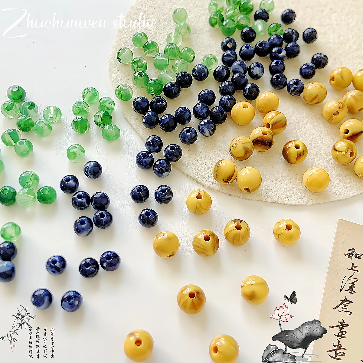 خرز دائري من الأكريليك بنمط كلاسيكي بلون نقي، مادة خرز يدوية الصنع، سوار، قلادة، مجوهرات، خرز فضفاض