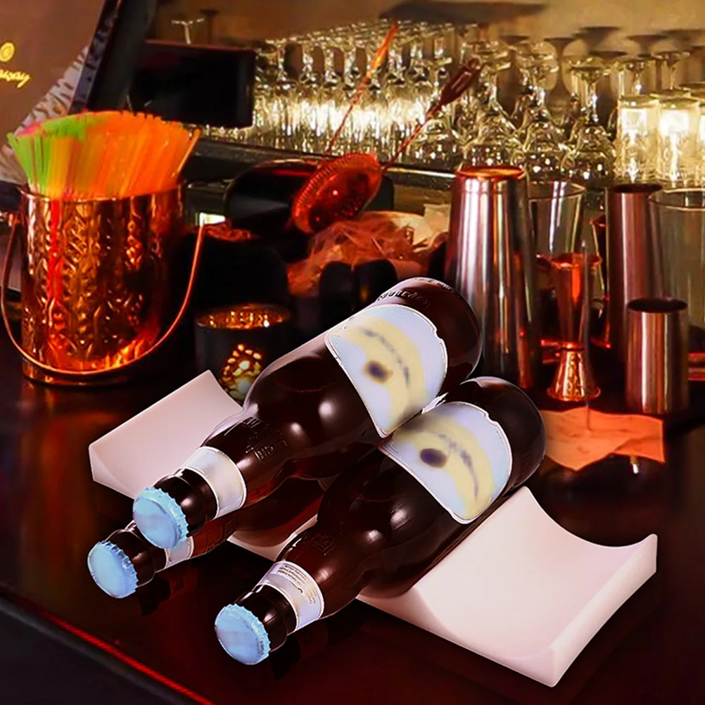 

2pcs Grooved Plastic Rack Anti-Slip Bottle Can Jar Holder Space-Saving Refrigerator Cooler Organizer Home Hotel Wine Cellar