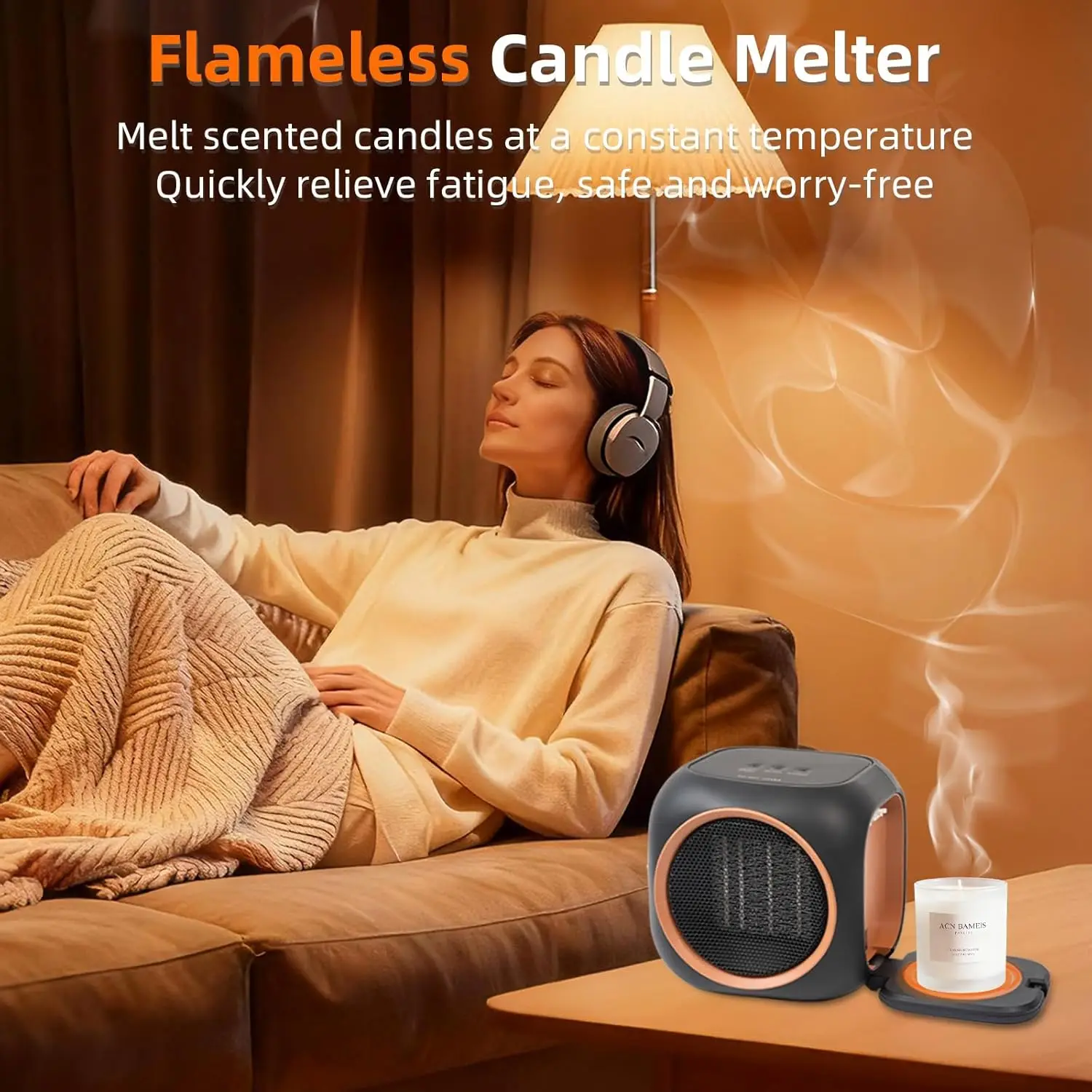 Riscaldatore con scaldatazze, riscaldatore elettrico termostatico per camera da letto, ufficio, stanze grandi